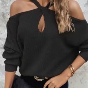 Women's Black Off-Shoulder Sweater